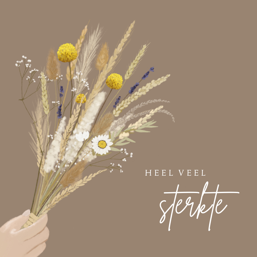 Condoleancekaarten - Condoleancekaart boeket droogbloemen 