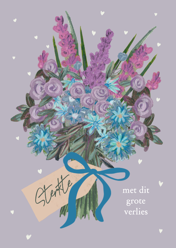 Condoleancekaarten - Condoleancekaart bosbloemen en hartjes