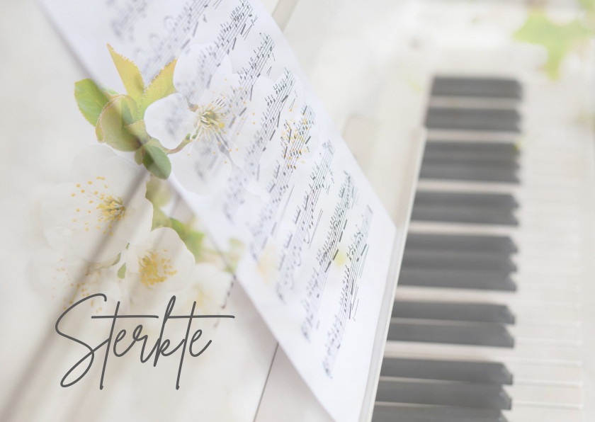 Condoleancekaarten - Condoleancekaart - Foto piano met bloemen