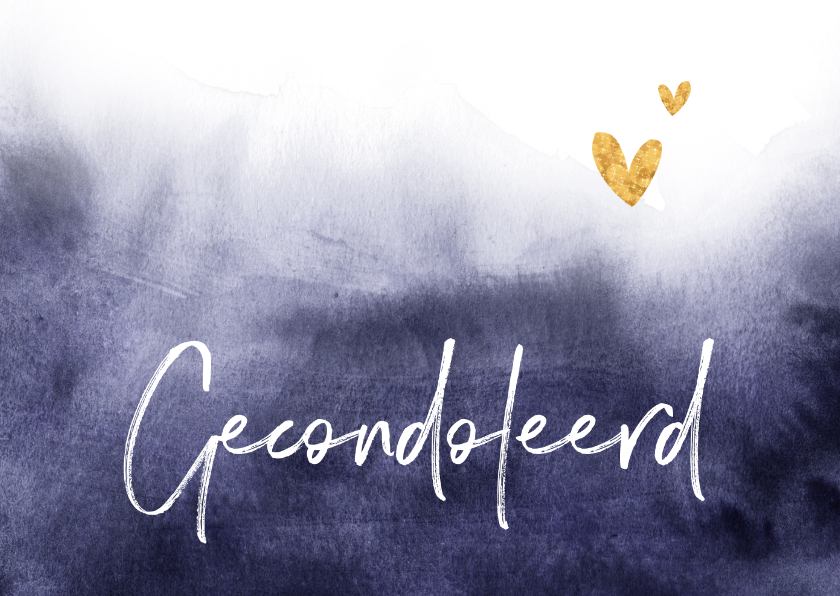 Condoleancekaart gecondoleerd verf stijlvol goud hartjes - Condoleancekaarten Condoleancekaarten - Condoleancekaart gecondoleerd verf stijlvol goud hartjes