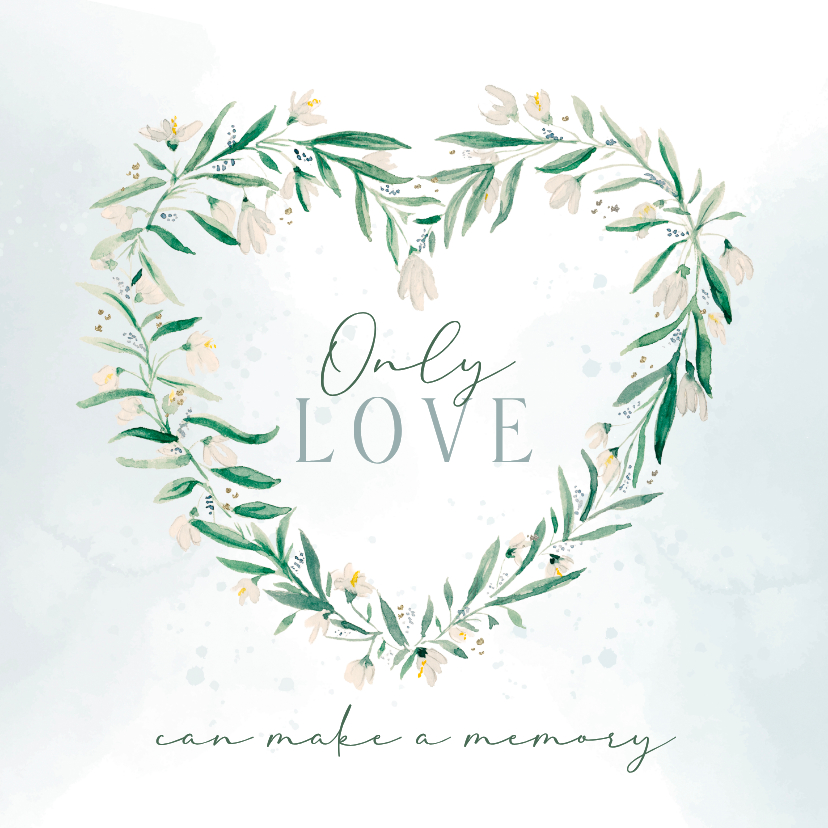 Condoleancekaarten - Condoleancekaart hart van sneeuwklokjes