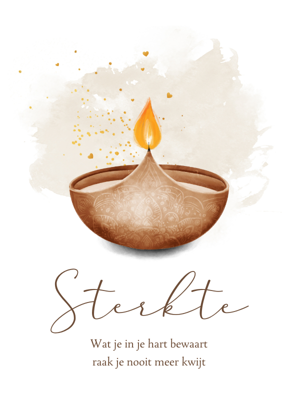 Condoleancekaarten - Condoleancekaart Hindoestaans lichtje Diya sterkte waterverf
