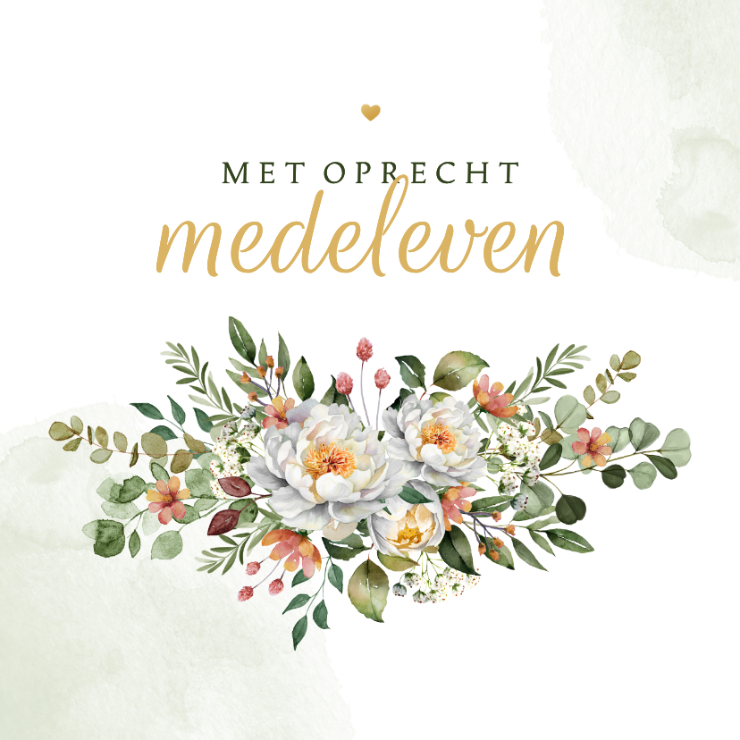 Condoleancekaarten - Condoleancekaart klassiek bloemen verf met oprecht medeleven