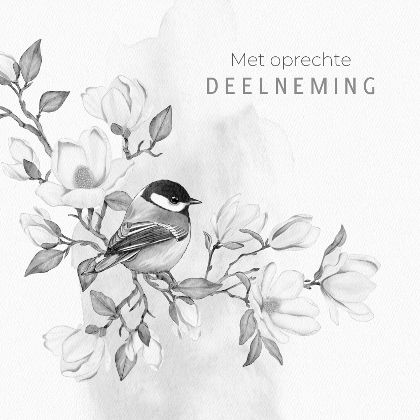 Condoleancekaarten - Condoleancekaart magnolia met vogel
