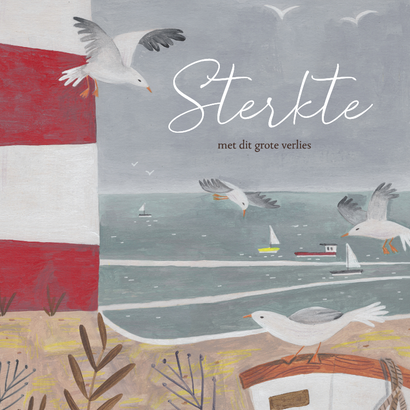 Condoleancekaart meeuwen boven de zee - Condoleancekaarten Condoleancekaarten - Condoleancekaart meeuwen boven de zee