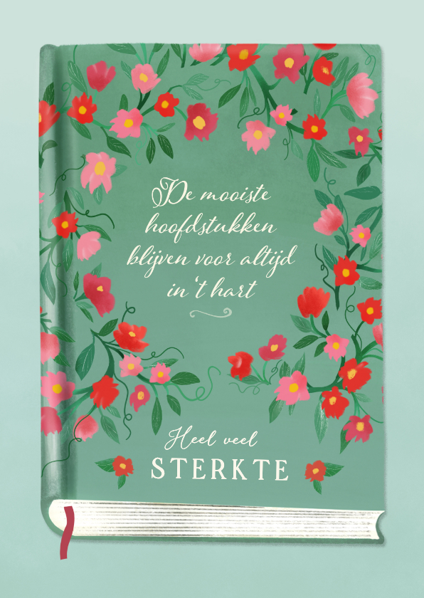 Condoleancekaarten - Condoleancekaart met boek en bloemen