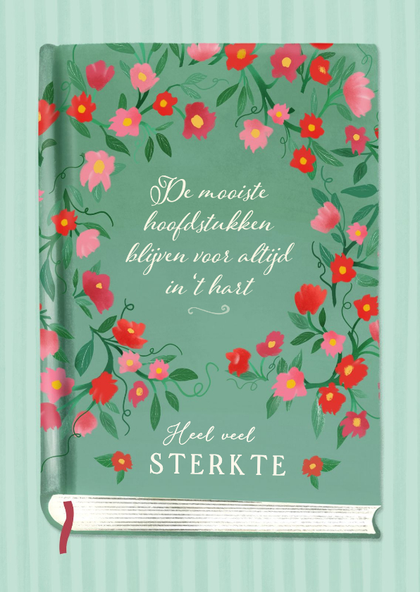Condoleancekaart met boek en bloemen - Condoleancekaarten Condoleancekaarten - Condoleancekaart met boek en bloemen