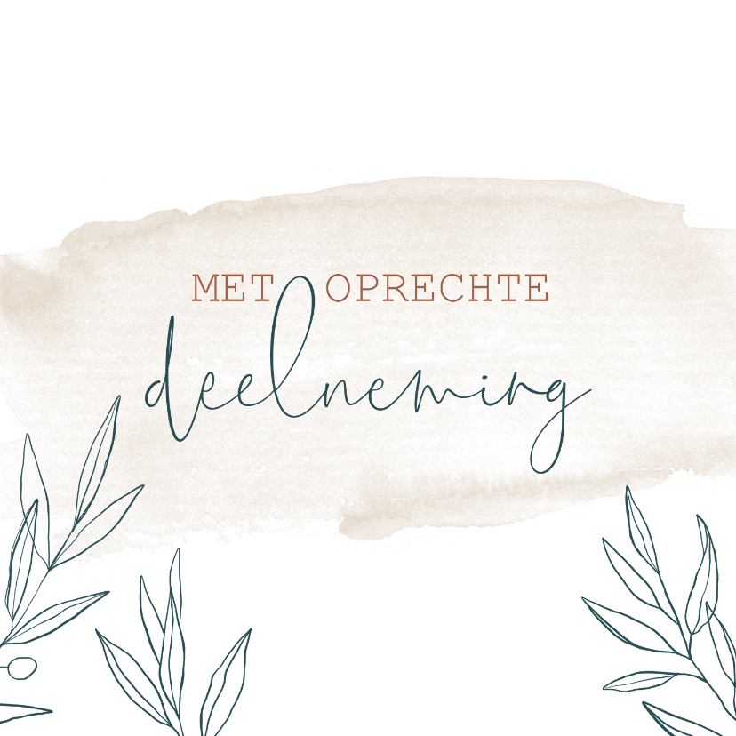 Condoleancekaart met botanische lijntekening - Condoleancekaarten Condoleancekaarten - Condoleancekaart met botanische lijntekening
