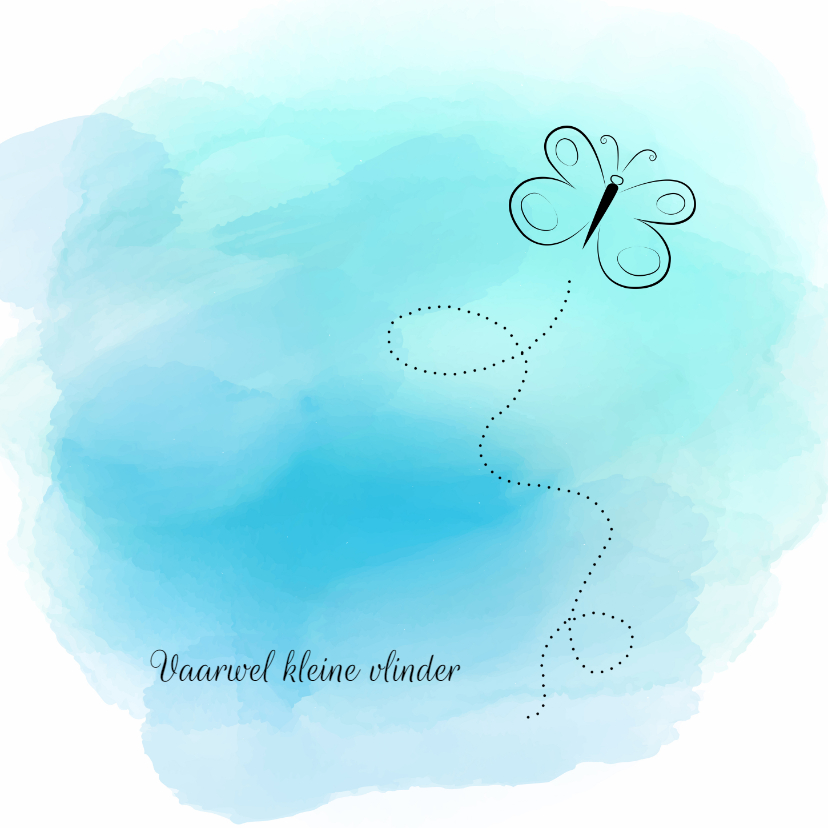 Condoleancekaart met watercolour en vlinder - Condoleancekaarten Condoleancekaarten - Condoleancekaart met watercolour en vlinder