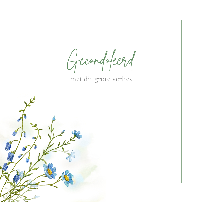 Condoleancekaarten - Condoleancekaart met wilde blauwe bloemen in waterverf