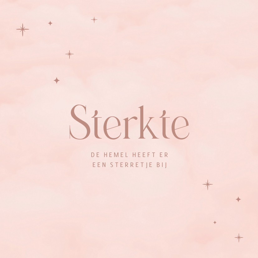 Condoleancekaarten - Condoleancekaart met wolken en sterretjes in roze