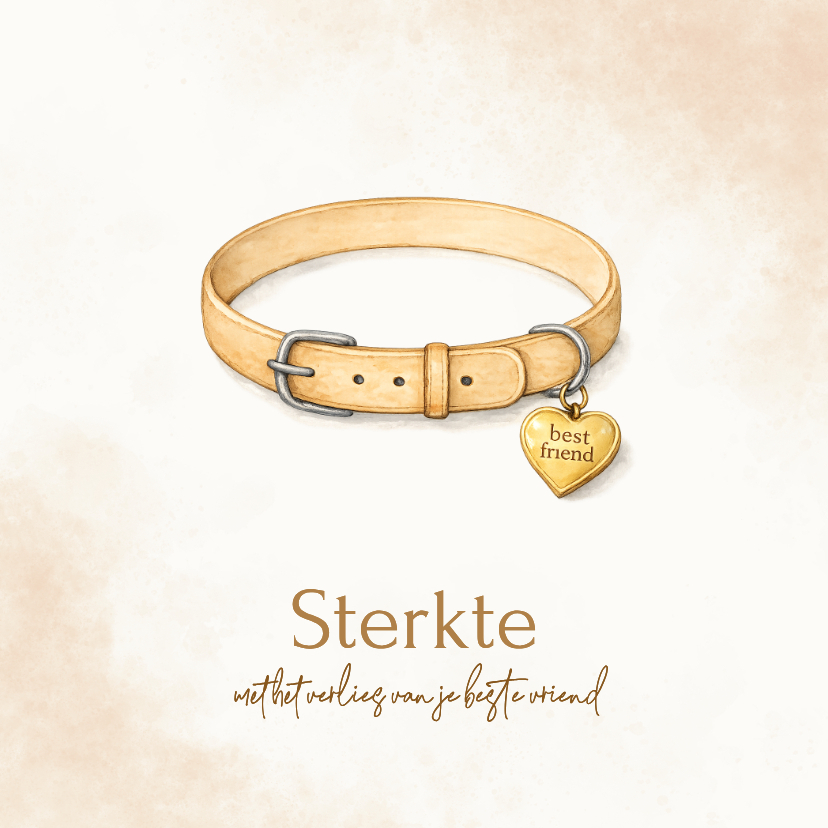Condoleancekaart overlijden huisdier halsband - Condoleancekaarten Condoleancekaarten - Condoleancekaart overlijden huisdier halsband