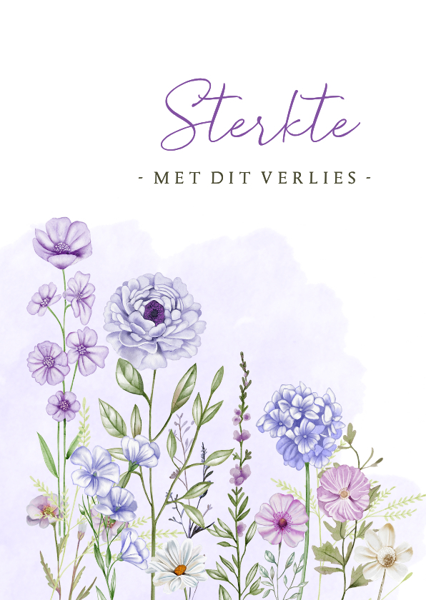 Condoleancekaarten - Condoleancekaart paarse veldbloemen