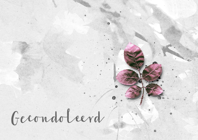 Condoleancekaarten - Condoleancekaart Pink Leaves