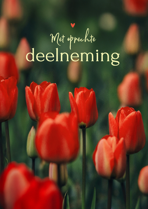 Condoleancekaarten - Condoleancekaart rode tulpen met oprechte deelneming