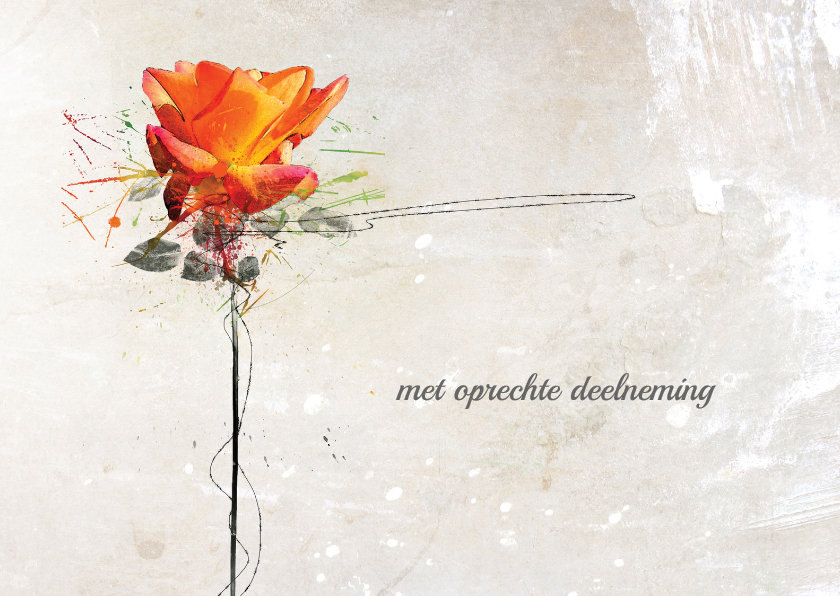 Condoleancekaart Roos Oranje Kracht - Condoleancekaarten Condoleancekaarten - Condoleancekaart Roos Oranje Kracht
