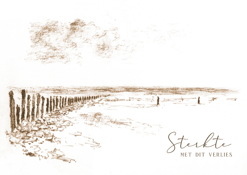 Condoleancekaarten - Condoleancekaart sepia illustratie zee en strand