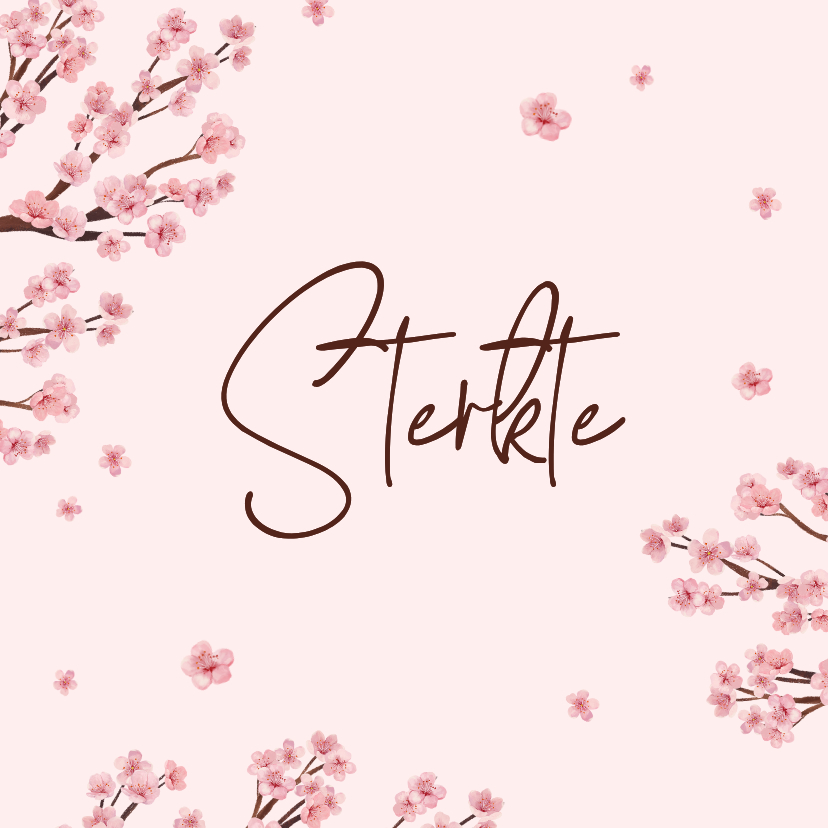 Condoleancekaart sterkte bloemen bloesem roze - Condoleancekaarten Condoleancekaarten - Condoleancekaart sterkte bloemen bloesem roze