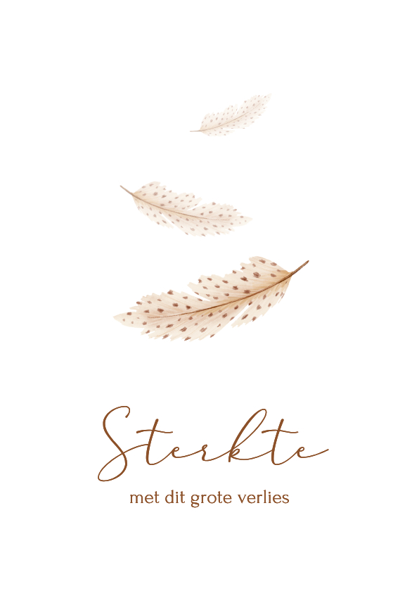 Condoleancekaart sterkte veertjes verlies ik denk aan je - Condoleancekaarten Condoleancekaarten - Condoleancekaart sterkte veertjes verlies ik denk aan je