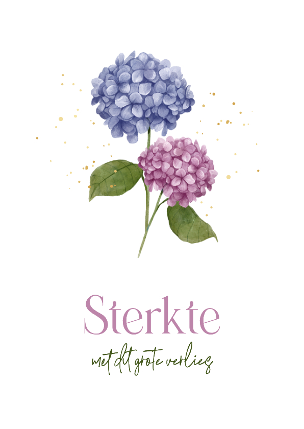 Condoleancekaarten - Condoleancekaart stijlvol bloemen hortensia paars blauw