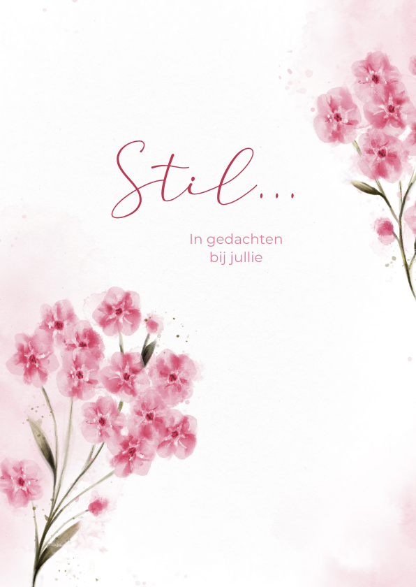 Condoleancekaarten - Condoleancekaart stil met bloesem aquarel