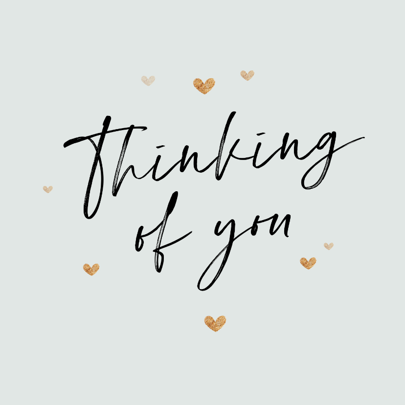 Condoleancekaarten - Condoleancekaart thinking of you gouden hartjes