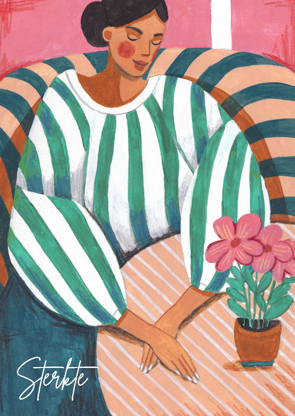 Condoleancekaarten -  Condoleancekaart vrouw in gedachte strepen