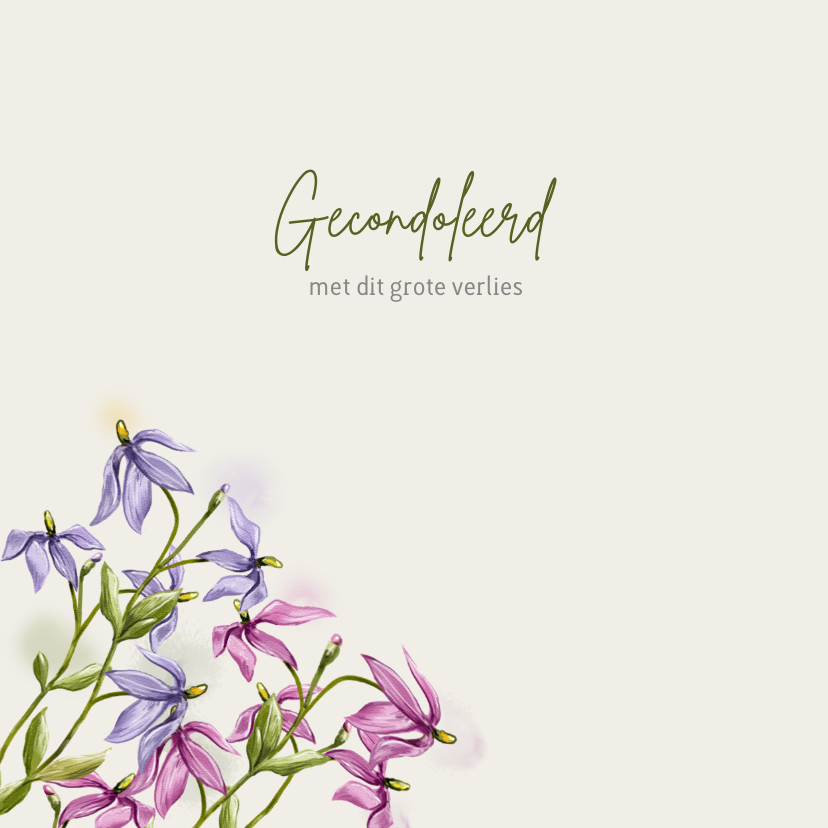 Condoleancekaarten - Condoleancekaart wilde bloemen in aquarel