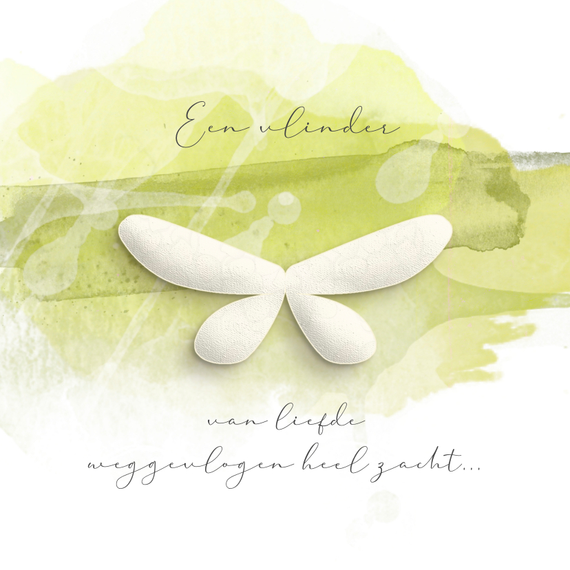 Condoleancekaarten - Condoleancekaart witte vlinder groen