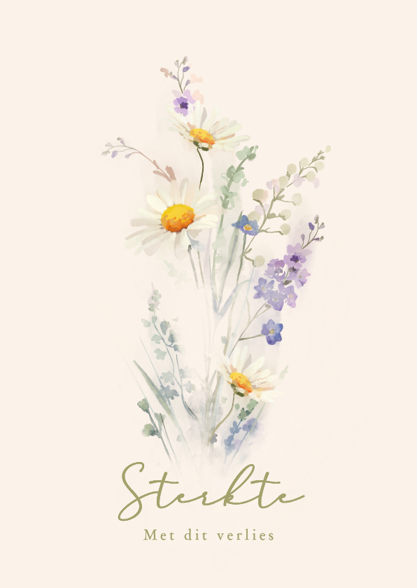 Condoleancekaarten - Condoleancekaart zachte aquarel veldbloemen