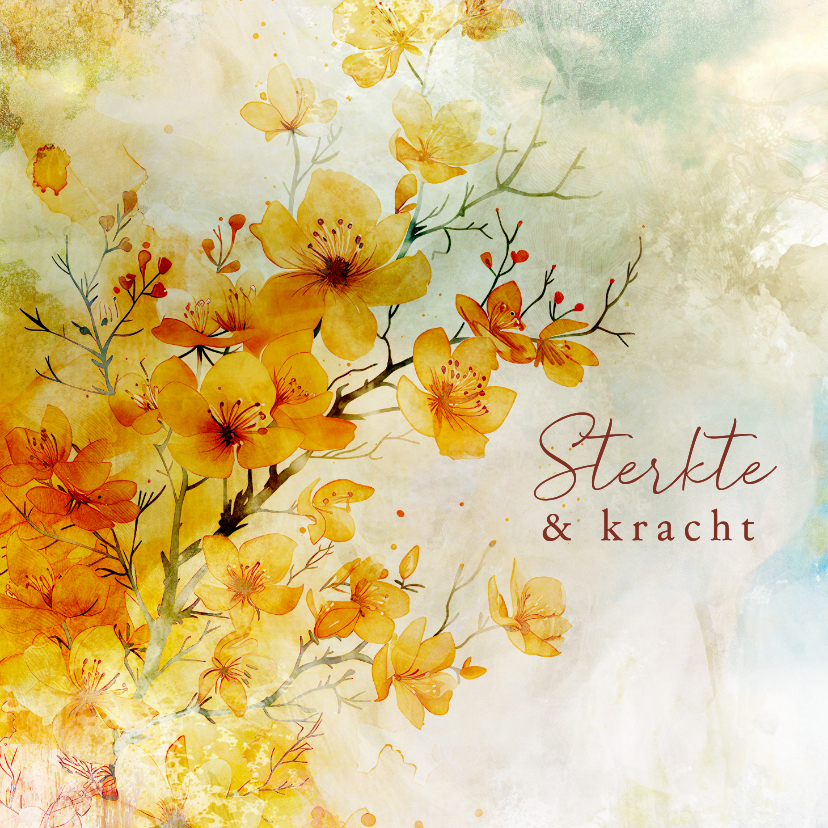 Condoleancekaarten - Condoleancekaart zomer bloesem oranje