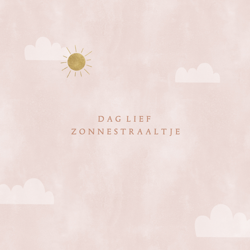 Condoleancekaart zonnestraal met wolkjes voor een meisje - Condoleancekaarten Condoleancekaarten - Condoleancekaart zonnestraal met wolkjes voor een meisje