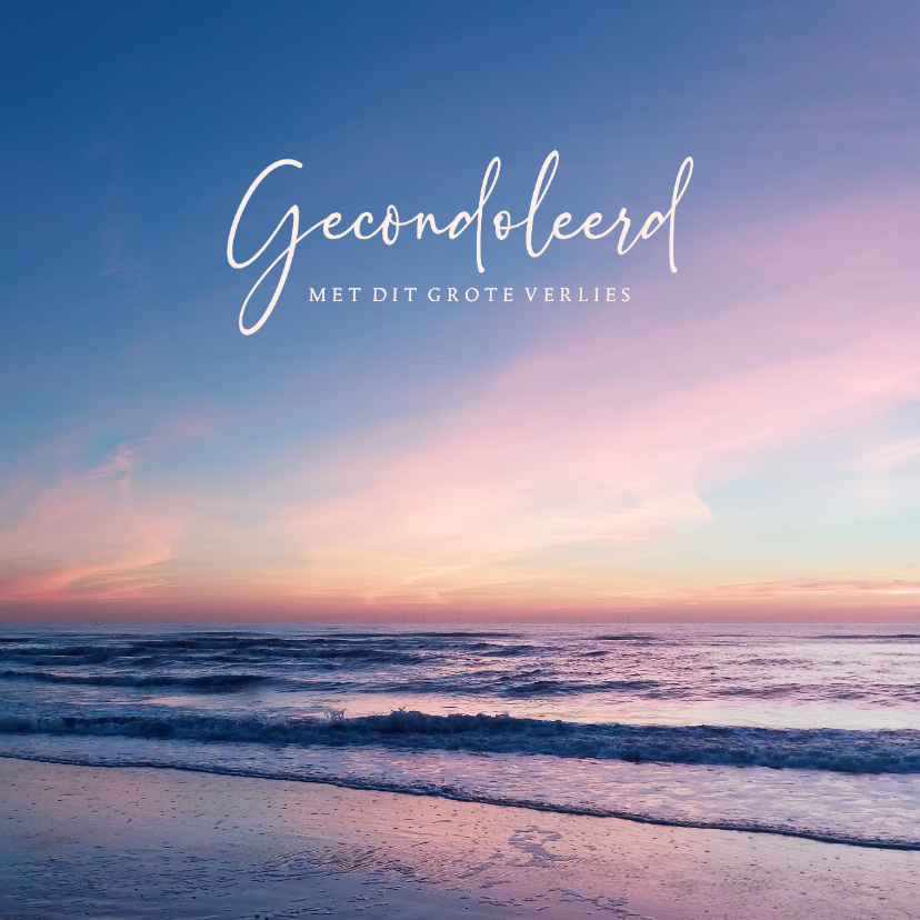Condoleancekaarten - Condoleancekaart zonsondergang Noordzee gecondoleerd 