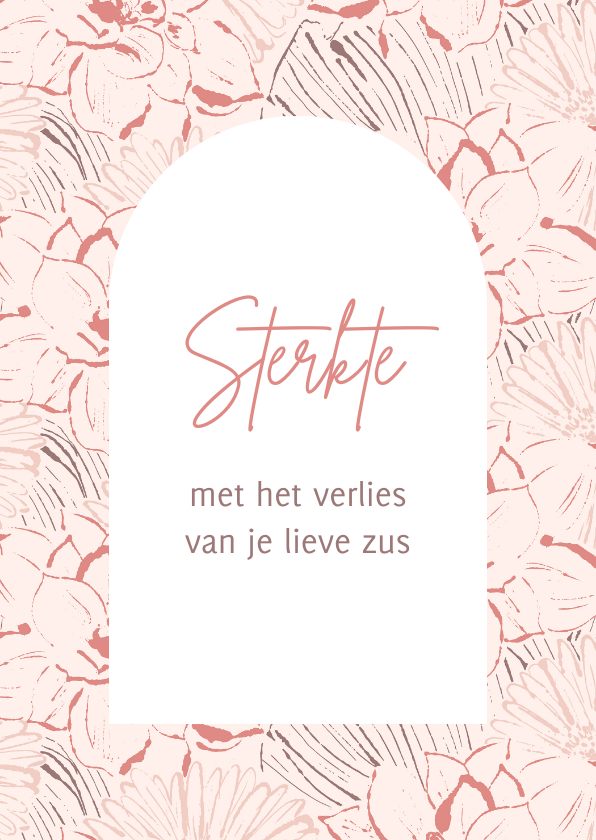 Condoleancekaart zus roze bloemen - Condoleancekaarten Condoleancekaarten - Condoleancekaart zus roze bloemen