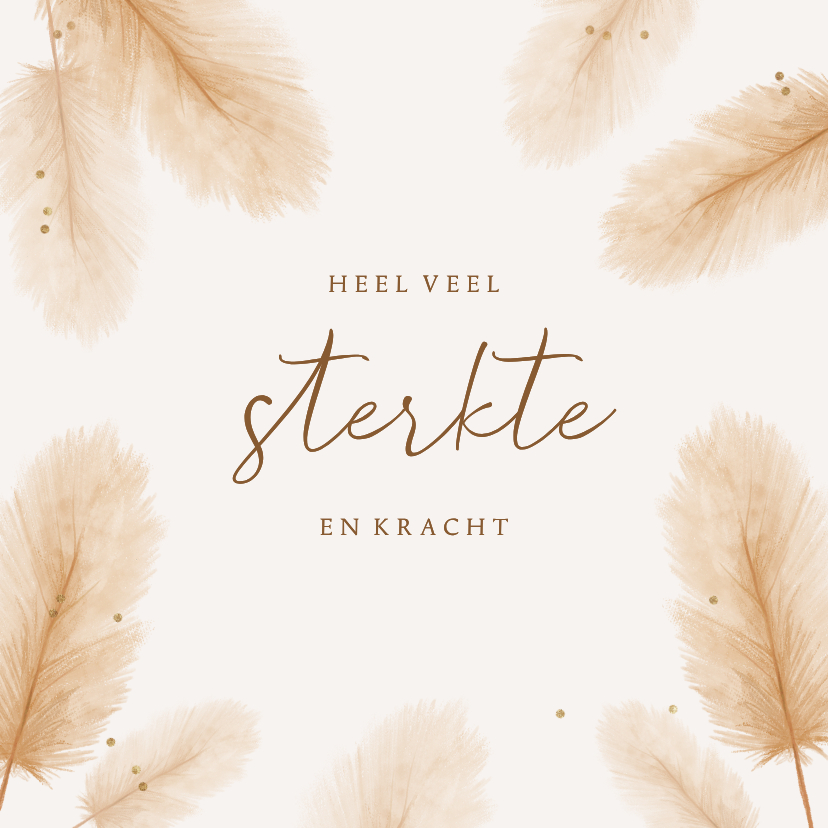 Condoleancekaarten - Condoleancekaartje sterkte pampasgras natuurlijk beige