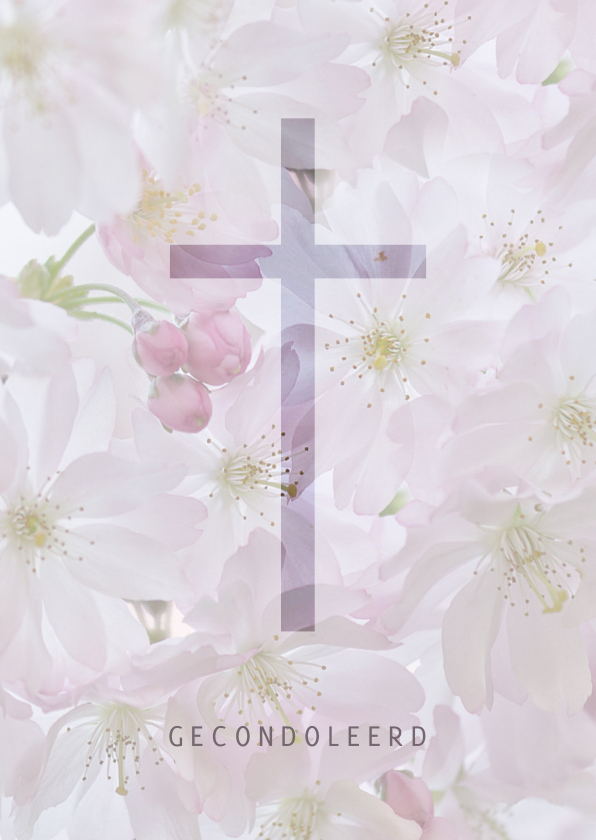 Condoleancekaarten - Deelneming met bloesem - kruis