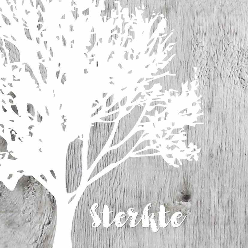 Eigen tekst boom silhouet op hout - Condoleancekaarten Condoleancekaarten - Eigen tekst boom silhouet op hout