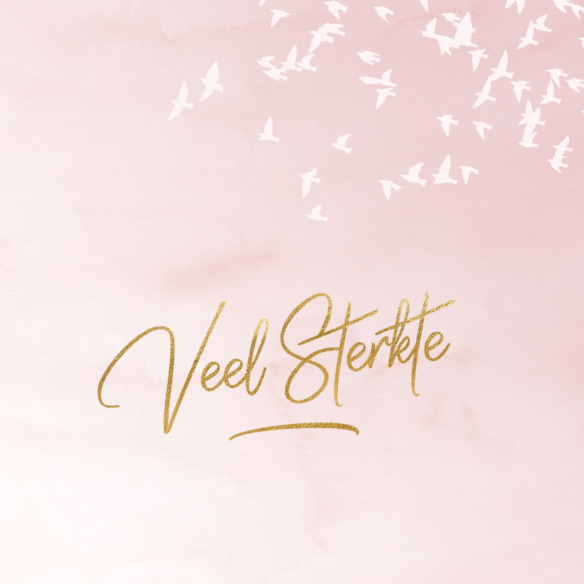 Luxe condoleance kaart vogels roze - Condoleancekaarten Condoleancekaarten - Luxe condoleance kaart vogels roze