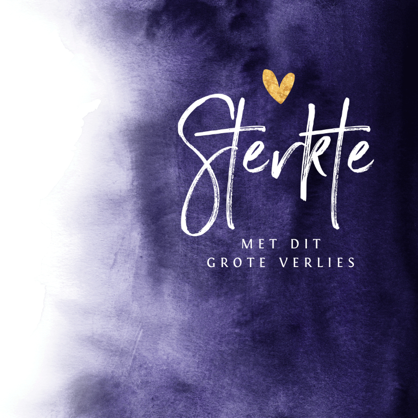 Paarse condoleancekaart sterkte stijlvol verf hartje goud - Condoleancekaarten Condoleancekaarten - Paarse condoleancekaart sterkte stijlvol verf hartje goud