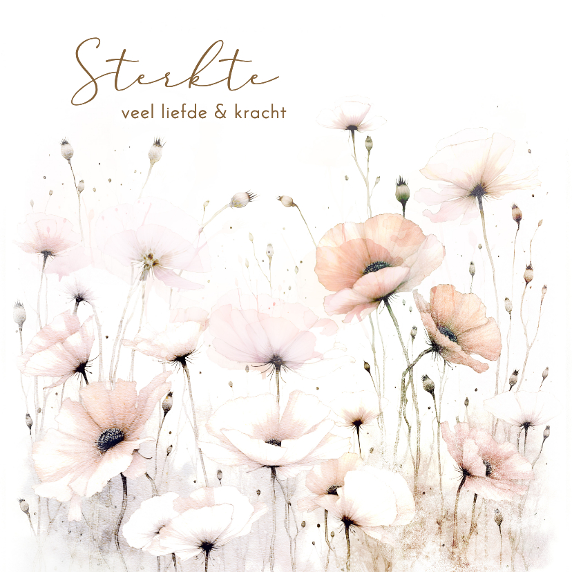 Sterkte condoleancekaart bloemenveld zachte kleuren - Condoleancekaarten Condoleancekaarten - Sterkte condoleancekaart bloemenveld zachte kleuren