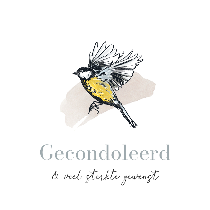 Condoleancekaarten - Stijlvolle condoleancekaart illustratie vogeltje waterverf