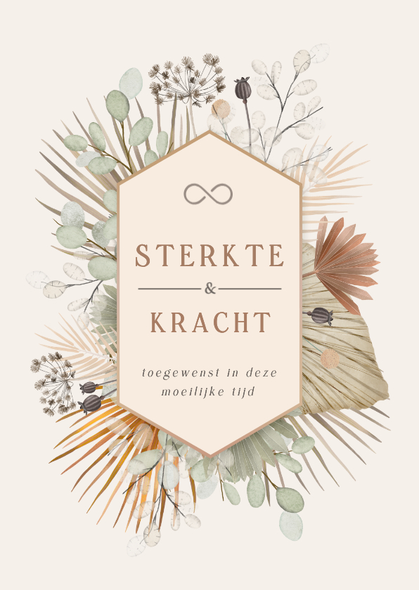 Stijlvolle natuurlijke condoleancekaart met droogbloemen - Condoleancekaarten Condoleancekaarten - Stijlvolle natuurlijke condoleancekaart met droogbloemen