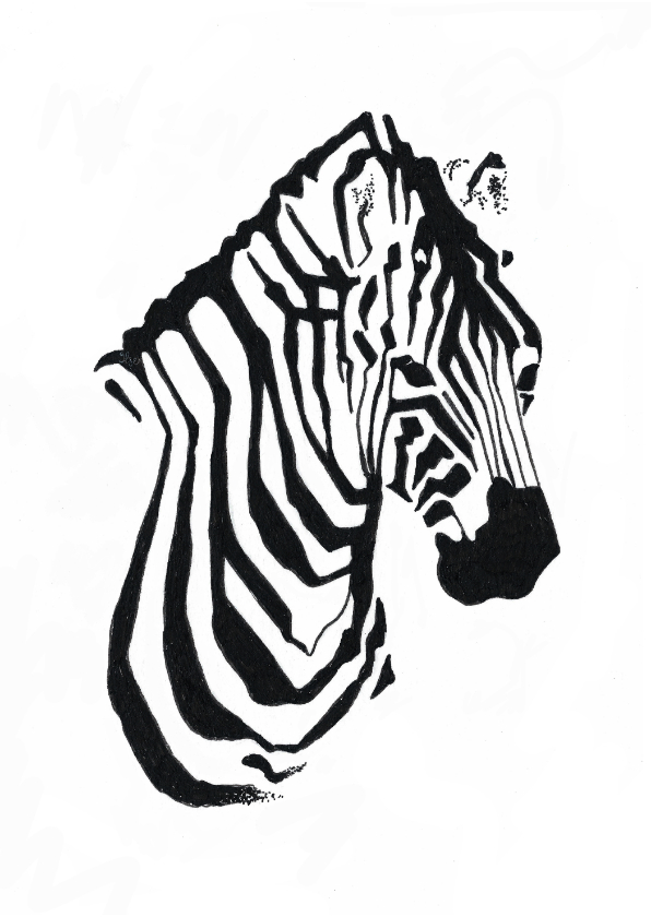 Dierenkaarten - Bijzondere kaart met Zebra illustratie zwart-wit