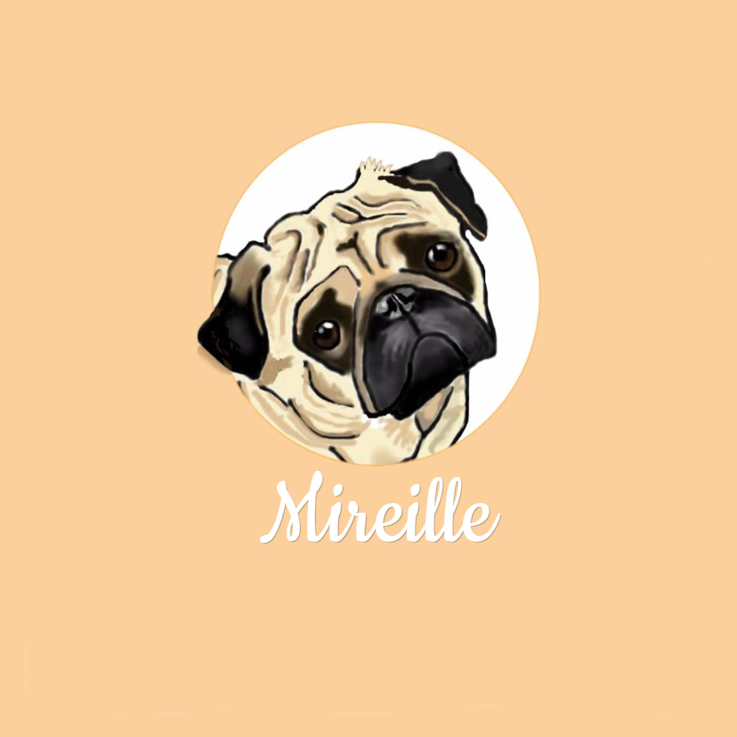 Dieren - cirkel met mopshondje - Dierenkaarten Dierenkaarten - Dieren - cirkel met mopshondje