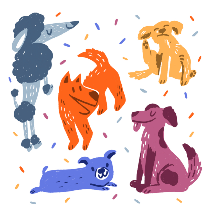 Dierenkaart feestelijke honden - Dierenkaarten Dierenkaarten - Dierenkaart feestelijke honden
