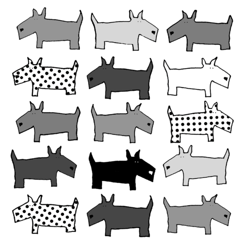 Dierenkaart met honden in zwart-wit - Dierenkaarten Dierenkaarten - Dierenkaart met honden in zwart-wit