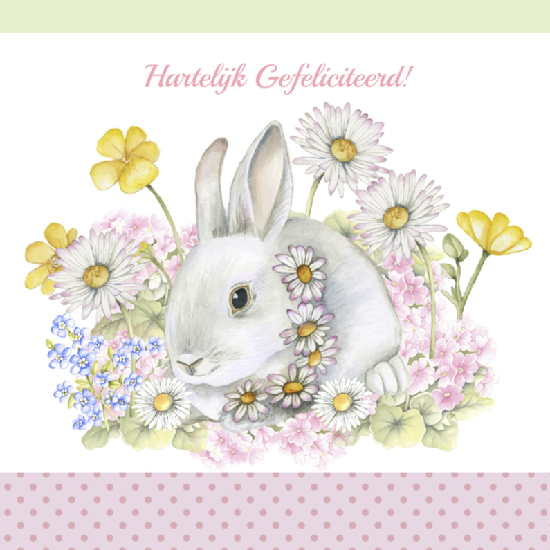 Felicitatie konijn met bloemen - Dierenkaarten Dierenkaarten - Felicitatie konijn met bloemen