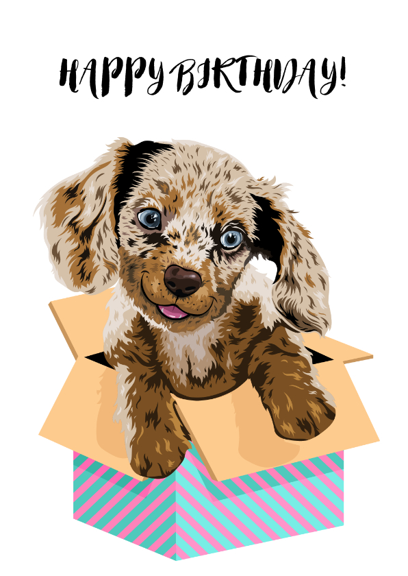 Dierenkaarten - Lieve puppy verjaardagskaart voor kind