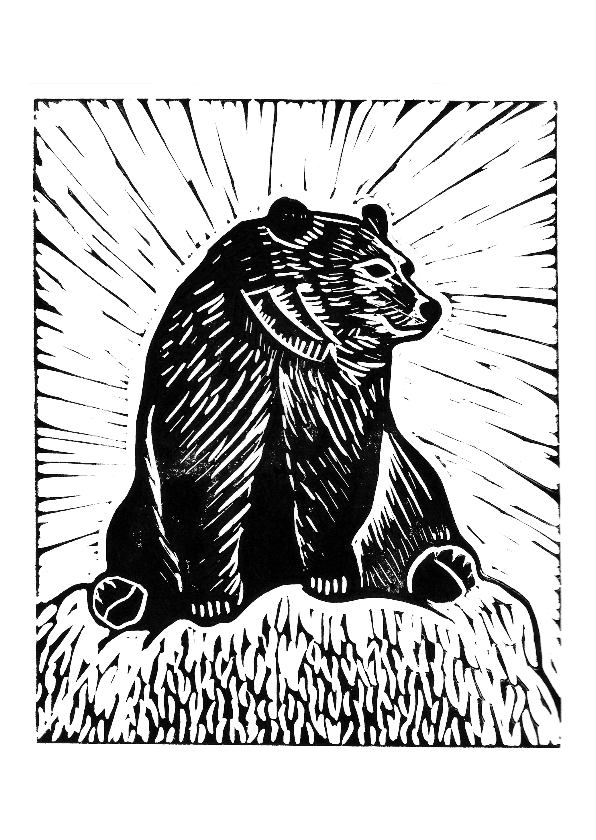 Dierenkaarten - Zwart-wit wenskaart beer 