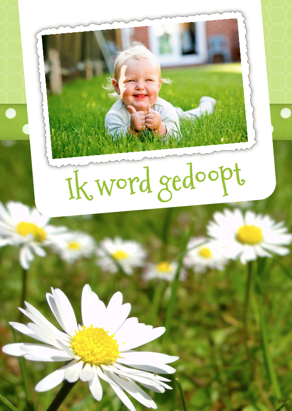 Bloemenkaart Madelief doop - BK - Doopkaarten Doopkaarten - Bloemenkaart Madelief doop - BK